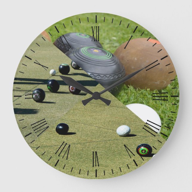 Three Lawn Bowls Images, Wall Clock (Front)