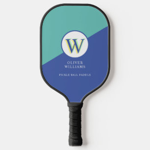 Three Layers Initial W (editable) 2-tone Blue Pickleball Paddle