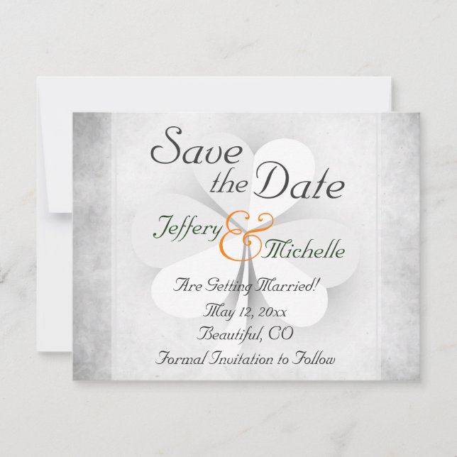 Three Leaf Clover Irish Wedding Save The Date (Front)
