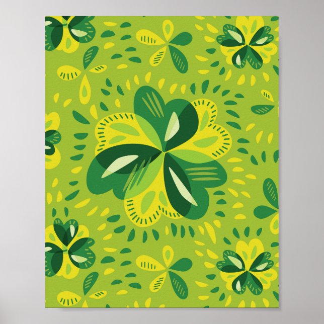 Three Leaf Clovers Decorative Pattern Poster (Front)