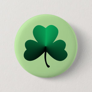 Three Leaf Green Clover 2 Inch Round Button