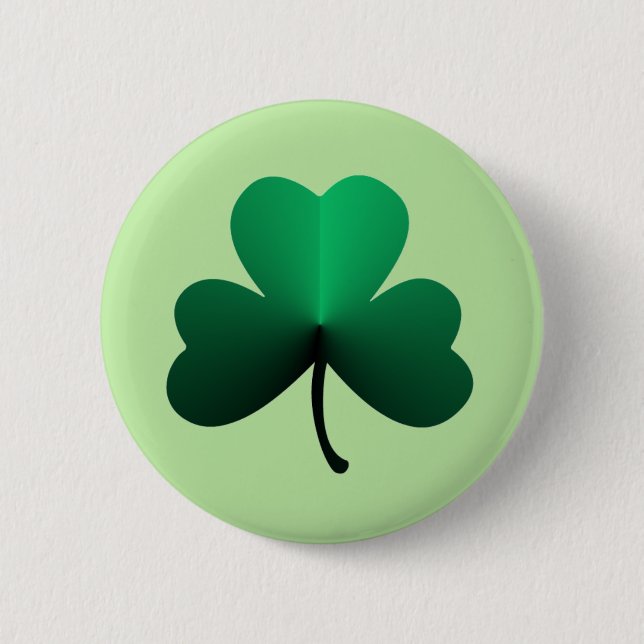 Three Leaf Green Clover 2 Inch Round Button (Front)