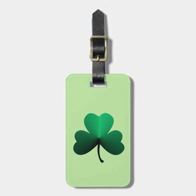 Three Leaf Green Clover Luggage Tag (Front Vertical)