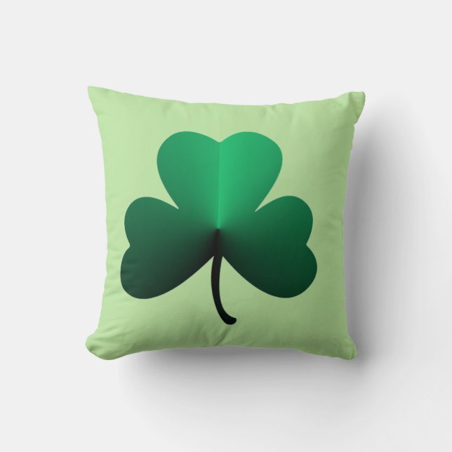 Three Leaf Green Clover Throw Pillow (Front)