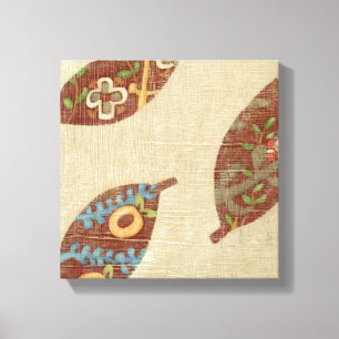 Three Leaves on Linen Texture Background Canvas Print