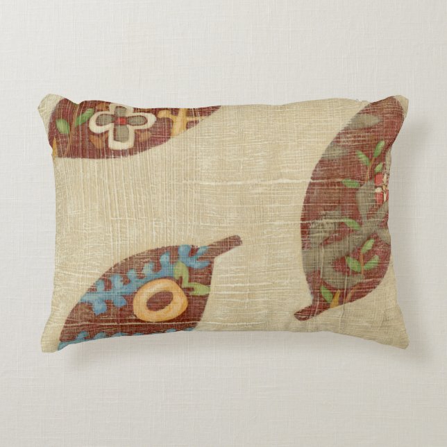 Three Leaves on Linen Texture Background Decorative Pillow (Front)