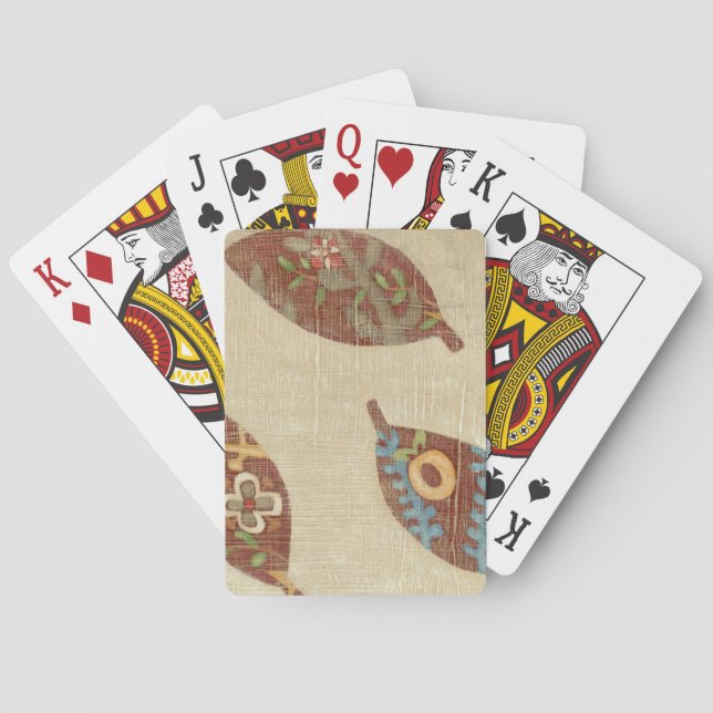 Three Leaves on Linen Texture Background Playing Cards (Back)