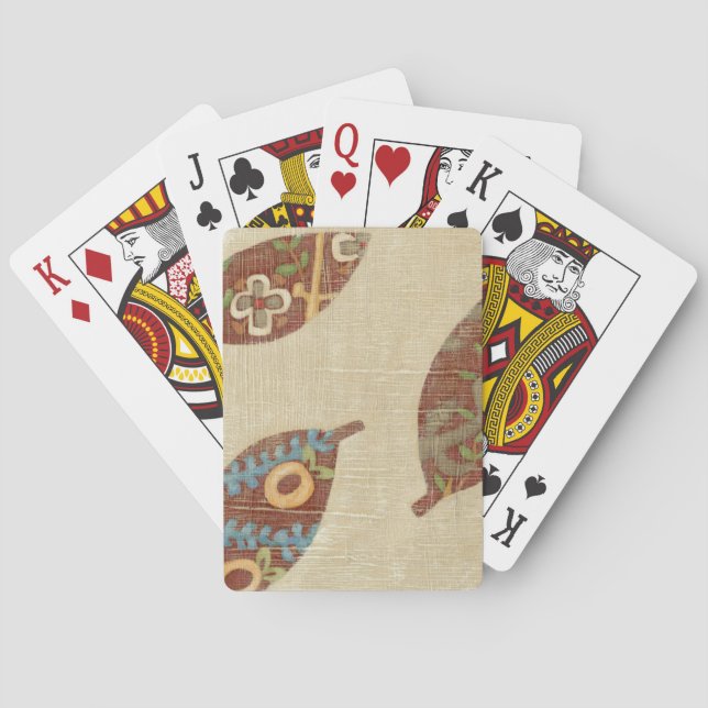 Three Leaves on Linen Texture Background Playing Cards (Back)