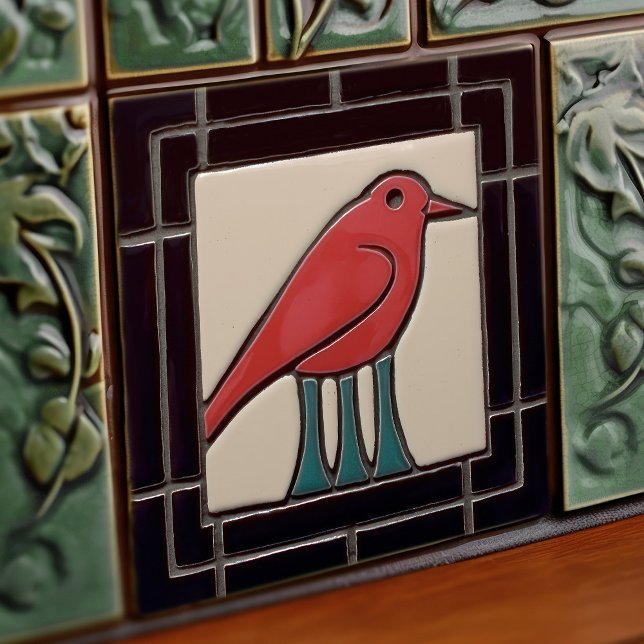 Three Legged Bird Art Deco Nouveau Wall Decor Tile (Creator Uploaded)