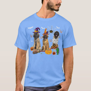 Three Leonberger Dogs Witch Halloween Mummy Scary  T-Shirt