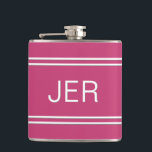 Three Letter Initials Monogrammed Drink Hot Pink Hip Flask<br><div class="desc">Three Initial Letters Monogrammed stainless steel flasks are timeless, classic and stylish. Our Unique design is the perfect personalized gift for that special occasion. Shop our integrated collection of coordinating colours and golf - sports accessories. Custom personal monogrammed initials are added to a hot pink background with white shadowed font...</div>
