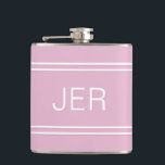 Three Letter Initials Monogrammed Drink Pink Hip Flask<br><div class="desc">Three Initial Letters Monogrammed stainless steel flasks are timeless, classic and stylish. Our Unique design is the perfect personalized gift for that special occasion. Shop our integrated collection of coordinating colours and golf - sports accessories. Custom personal monogrammed initials are added to a pastel pink background with white shadowed font...</div>