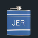 Three Letter Initials Monogrammed Drink Royal Blue Hip Flask<br><div class="desc">Three Initial Letters Monogrammed stainless steel flasks are timeless, classic and stylish. Our Unique design is the perfect personalized gift for that special occasion. Shop our integrated collection of coordinating colours and golf - sports accessories. Custom personal monogrammed initials are added to a royal blue background with white shadowed font...</div>