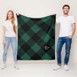 Three Letter Monogram Green Buffalo Check Fleece Blanket<br><div class="desc">Great for snuggling on patios in cool autumn air,  or by the fire on a cold winter night,  this super soft and plush fleece blanket will be your cozy go to. A pattern of on trend,  large scale,  green and black buffalo check plaid with a personalized three-letter monogram.</div>