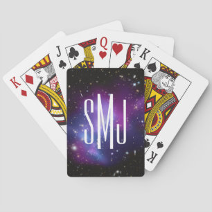 Three Letter Monogram Purple Galaxy Cluster Playing Cards