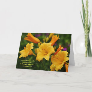 Three Lilies Scripture Card 1 Corinthians 13:13