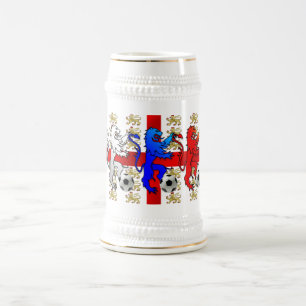Three Lions football players and fans beer mug