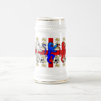 Three Lions football players and fans beer mug