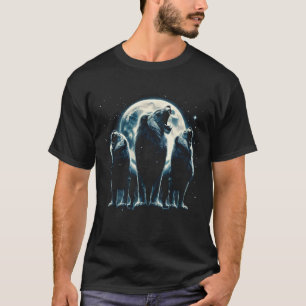 Three Lions Howling at Moon Like Three Wolves T-Shirt