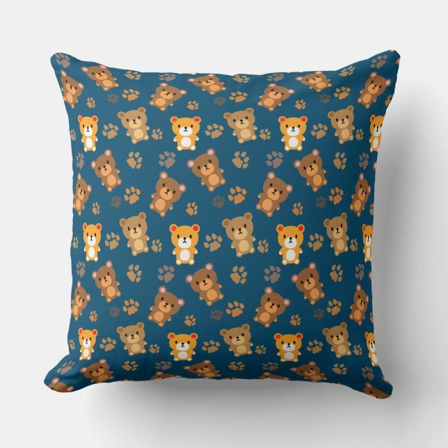 Three little bears pattern throw pillow (Front)
