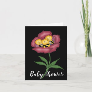 Three Little Bees in a Flower Baby Shower Card