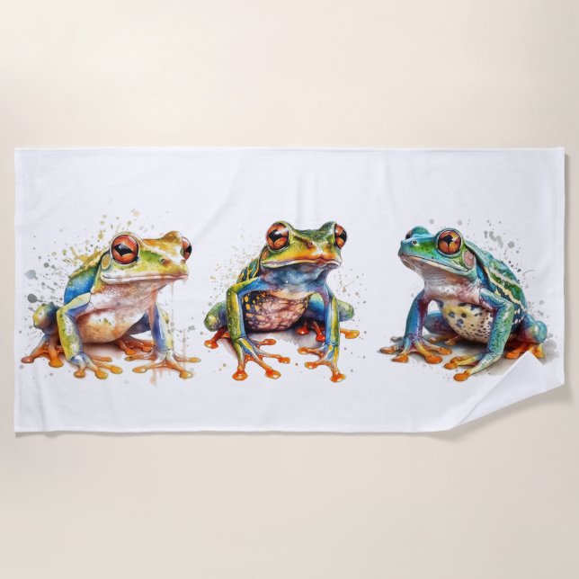 Three Little Frogs Beach Towel (Front)