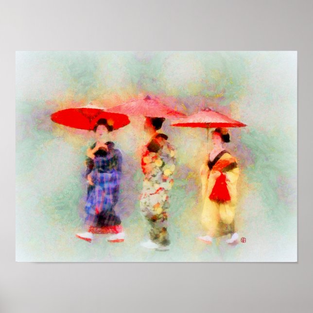 Three Little Geisha Art Poster (Front)