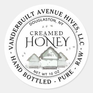Three Little Hives CREAMED Honey Hand Bottled Raw Classic Round Sticker