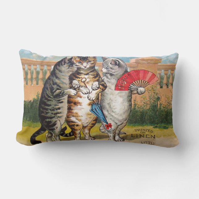 Three Little Kittens Mother Goose Illustration Lumbar Pillow (Front)
