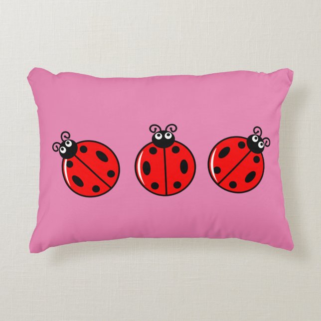 Three Little Ladybugs - Brushed Polyester Accent Pillow (Front)