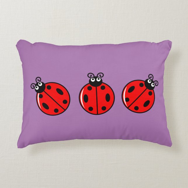 Three Little Ladybugs - Brushed Polyester Accent Pillow (Front)