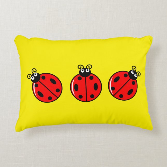 Three Little Ladybugs - Brushed Polyester Accent Pillow (Front)