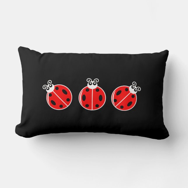 Three Little Ladybugs - Lumbar Pillow 13" x 21" (Front)