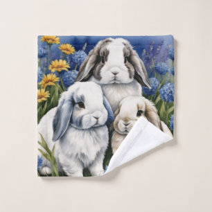 Three Little Lop Bunnies Wash Cloth