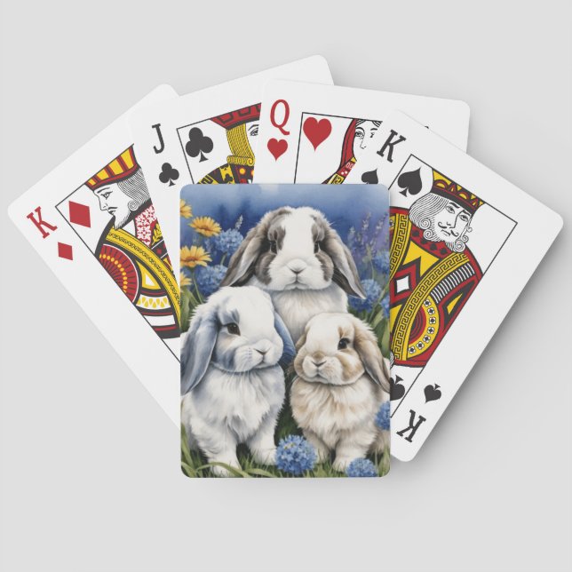 Three Little Lop Bunny Rabbits  Playing Cards (Back)