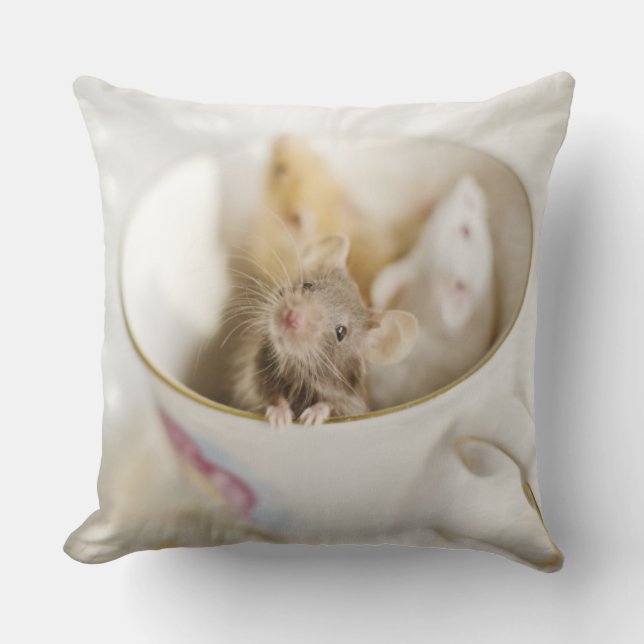 Three Little Mice Throw Pillow (Front)