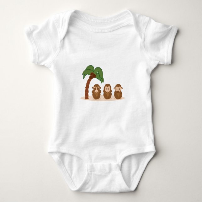 Three little monkeys - three macaquinhos baby bodysuit (Front)