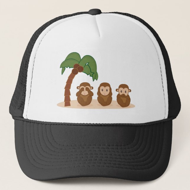 Three little monkeys - three macaquinhos trucker hat (Front)