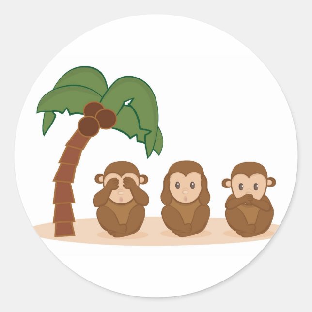 Three little monkeys - três macaquinhos classic round sticker (Front)