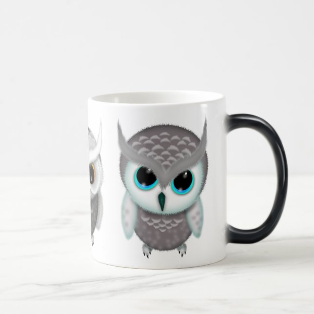 Three Little Owls Illustrated Art Magic Mug (Right)