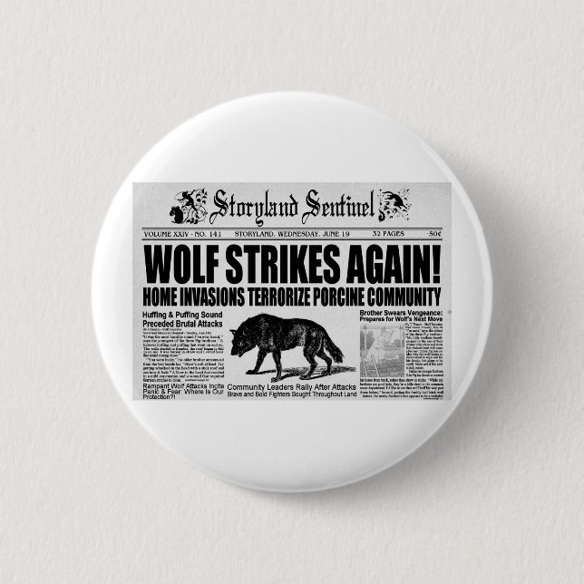 Three Little Pigs 2 Inch Round Button (Front)