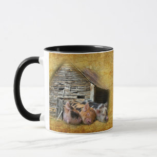 Three Little Pigs At The Rustic Barn Snoozing Mug