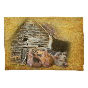 Three Little Pigs At The Rustic Barn Snoozing Pillowcase