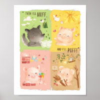 Three Little Pigs & Big Bad Wolf Poster