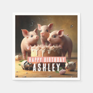 Three little pigs Birthday Cake Napkin