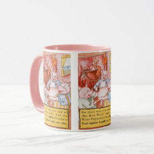 Three Little Pigs Cooking Wolf, Vintage Fairy Tale Mug