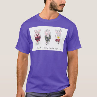 Three Little Pigs Do Yoga Cute and Funny by Tracy  T-Shirt