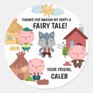 Three little pigs fairy tale wolf personalized classic round sticker