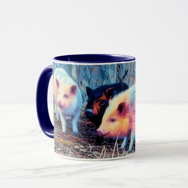 Three Little Pigs Pop Art Farm Style Mug Cup (Front Left)