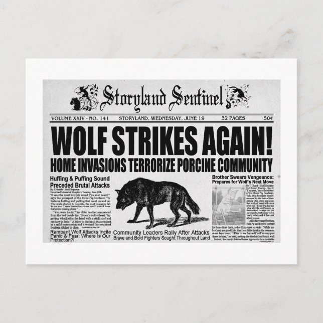 Three Little Pigs Postcard (Front)